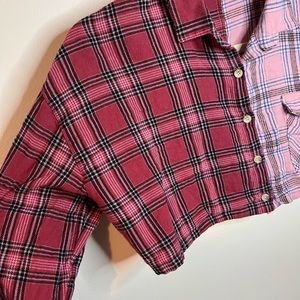 SOLD Adika Half & Half Button Up Crop Top